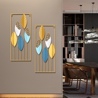 Luxe Ginkgo Feuille Fer Art Décoration Murale Écologique 3D Chinois Métal Suspendu Salon TV Fond Moderne 2 Pièces Ensemble