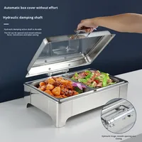 Silberner Rechteckiger Beheizter Suppen-Chafing Dish aus Edelstahl für Restaurant, Hotel, Gewerbliches Buffet, Kompatibel mit Kochplatten