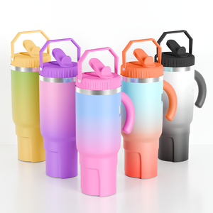 Leakproof Custom logo Insulated Double Wall Hot Cold Thermal Sport Travel Coffee Mug Vacuum Stainless Steel Tumbler with Handle - Product Image 1