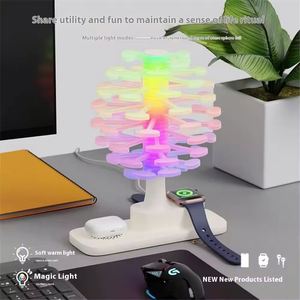 โคมไฟตั้งโต๊ะและโคมไฟกลางคืนแบบ LED รูปทรงต้นไม้เกลียว DIY สุดสร้างสรรค์ วัสดุ ABS ควบคุมการสัมผัส ปรับความสว่างได้แบบไร้ขั้นบันได เปลี่ยนสีได้ ใช้พอร์ต Type-C สำหรับห้องนอน - Product Image 5
