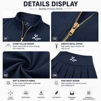 Gym Yoga Sportkleding Dames Tweedelig Set Op Maat Logo Rits Outfits Activewear Skinny Kleding Jack Short Rokken Trainingspak Set