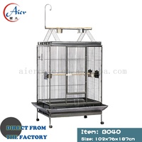 Cage à oiseaux en fer Aier B042, intérieur spacieux, boîte pour animaux écologique, 102x66x159cm, utilisation intérieure/extérieure, design antique, reproduction