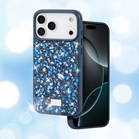 Coque de téléphone élégante et scintillante avec protection en TPU+PC, ornée de cristaux colorés pour iPhone 18 17 16 15 14 13Pro/Max