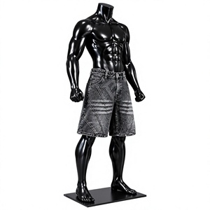 Shorts en jean vintage délavé pour homme avec broderie, taille mi-haute, décontractés, pour l'été, 100 % coton, avec poches - Product Image 1