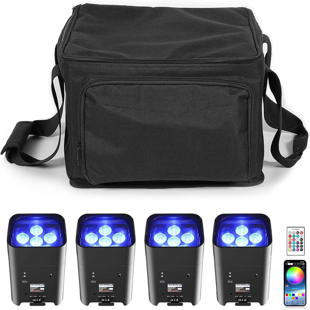 4PCS Wireless Remote Control 6*18W RGBWA+UV Rechargeable Battery LED Par light DMX512 Control Professional Stage Lighting