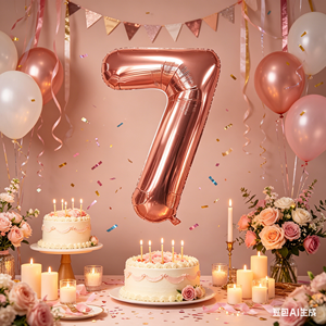 Party Love Crafted in a luxurious rose gold finish Balloon Number 7 Rose Gold 80cm Party Decoration - Product Image 5
