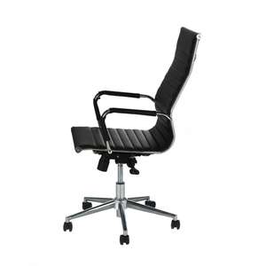 เก้าอี้สำนักงานตามหลักสรีรศาสตร์สีดำพร้อมพนักพิงศีรษะปรับได้ดีไซน์สูงกรอบโลหะสไตล์ทันสมัย - Product Image 3