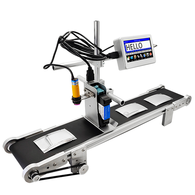 Industrial Tij Thermal Inkjet Label Printer with Mini Conveyor 600dpi Resolution New Condition for Leather and Card Printing