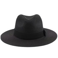 Chapeau Panama unisexe tendance d'été à large bord, visière personnalisable avec logo, chapeau plat en paille de papier pour hommes et femmes, idéal pour la plage, les voyages et les fêtes