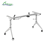 Table de conférence pliante en promotion, bureau informatique simple en métal et bois pour une personne, idéale pour l'étude ou le bureau