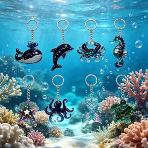 YRIHJIXQ 3 moldes de silicona de animales marinos para llaveros, resina epoxi, estrella de mar, pulpo, llaveros DIY, colgantes, joyería, manualidades - Product Image 4