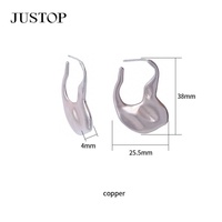 JUSTOP Nouveau modèle de boucles d'oreilles Huggie tendance en acier inoxydable, au design unique, anti-ternissement, bijoux de mode avec fermoir massif et torsades creuses