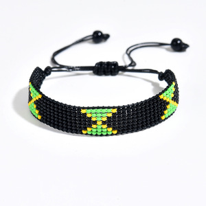 New Trendy Handmade Adjustable Slider <strong>Drawstring</strong> Woven National Flag Beaded Country <strong>Bracelet</strong> - Product Image 6
