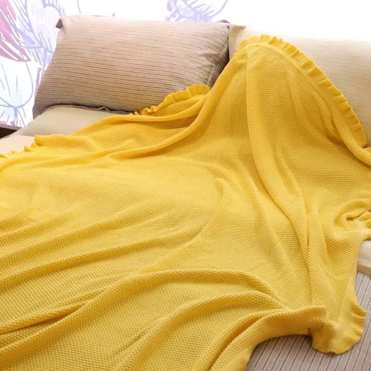 custom 2018 new design classic ultra soft pure colour yellow 100% polyester printed weight blanket