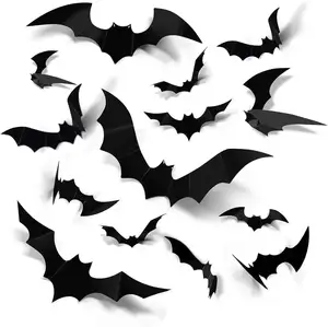 Halloween Party Supplies DIY 3D Decorative Bats Spider Wall Sticker Home Window Halloween Eve Decor Decoration