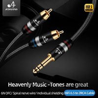 Hi-Fi Audio 6,35mm/6,5mm macho Jack estéreo enchufe Dual RCA macho Y Splitter para micrófono Monitor Hifi sistema Cable OFC altavoz