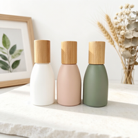 Botol Roller Kaca Pastel Morandi Unik 12ml, Warna Putih Lembut, Pink, Hijau dengan Tutup Bambu Alami & Bola Baja Tahan Karat