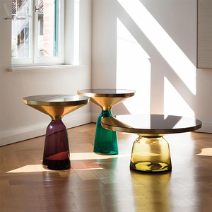 <span class=keywords><strong>Table</strong></span> basse ronde en forme de cloche en verre Mesas De Centro à la mode pour la maison moderne