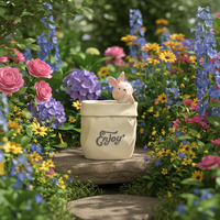 Pot de fleurs en polyrésine écologique Roogo avec figurine d'animal mignon, pot à succulentes avec trou de drainage pour la décoration de la maison et du jardin