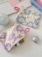 Pochette portable zippée pour monnaie, rouge à lèvres, clés, cosmétiques, avec compartiment intérieur, rangement pour pièces de monnaie et câbles de données divers