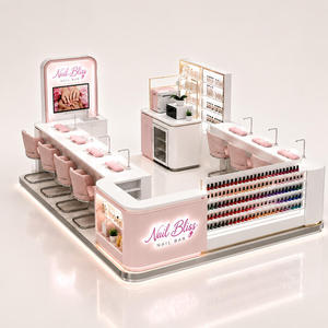 Kiosco de Uñas de Lujo, Mostrador de Exhibición Personalizado para Salón de Manicura, Cabina Moderna con Vitrina de Vidrio LED, Diseño en Metal y Acrílico - Product Image 2