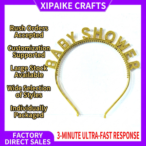 Direct usine Bandeau de fête en plastique 3D à paillettes et perles pour <span class=keywords><strong>baby</strong></span> shower et révélation du sexe, accessoire capillaire - Product Image 1