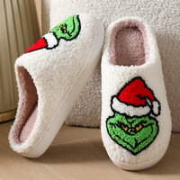 Chaussons d'hiver en coton pour hommes et femmes, motif Grinch mignon, confortables pour la maison, respirants et chauds