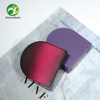 Boîtier compact demi-rond pour fard à joues, violet/rouge, recyclable, avec miroir, vente en gros d'usine, emballage cosmétique en plastique ABS