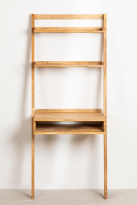 Minimalist Home Decoration Nordic Style Furniture Handcrafted Floating <strong>Wooden</strong> Table Oak Wood <strong>Desk</strong> With Shelves - Product Image 2