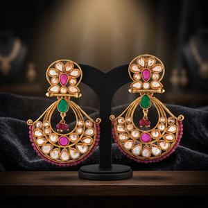Vente en gros des boucles d'oreilles chandelier classiques les plus vendues, plaquées or avec cristaux et strass, pour femmes, modèle 214069 - Product Image 2
