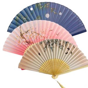 Abanico Plegable de Bambú, Estilo Retro Chino Japonés, Abanico de Seda para Danza, Elegante Decoración para el Hogar - Product Image 4