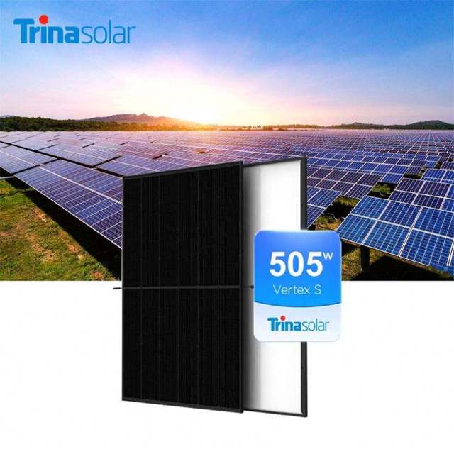 Trina Solar Panels Vertex S+ for Topcon Full Black 490W-510W Modules 30-Year Warranty HJT and N-Type 420W Max Power