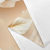 Rideau de Douche en Tissu Luxe Élégant, Motif Floral 3D Moderne Minimaliste Abstrait, Fleurs Blanches et Feuilles Dorées