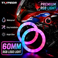 Lumière de logo LED RGB pour moto TIYPEOR, 60 mm, lumière ambiante, anneau halo, emblème rétroéclairé avec couvercle pour accessoires HONDA BMW F900XR