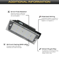 Eclairage de plaque d'immatriculation à LED pour Renault Megane 3 Clio Laguna 2 Megane 3 Twingo Master Vel Satis