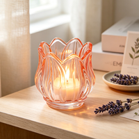Mini porte-bougie en verre en forme de tulipe colorée, romantique et élégant, 115 ml (4 oz), pour la fabrication de bougies, idéal pour la décoration de mariage et de Noël