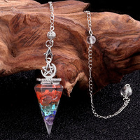 Pendule en forme d'étoile et de lune, pointe hexagonale, en cristal, agate, pierre en copeaux, résine, pierre précieuse, outil de radiesthésie, vente en gros