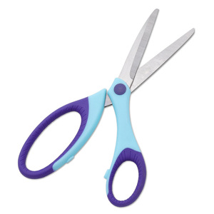 Office Scissors Stainless Steel Straight Head Blue Purple Home Use Paper Cutting - Product Image 1