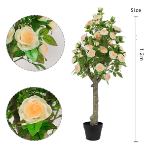 Plastic <b>Artificial</b> Rose <b>Tree</b> Eco-Friendly UV Resistant Faux Floral Decor for Wedding Halloween Graduation Commercial Spaces - Product Image 2