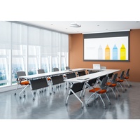 Table de formation pliable rectangulaire modulaire en métal moderne avec roulettes pour bureau, école et domicile