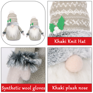 Gnome d'hiver en peluche motif Fair Isle avec brindille de houx, ornement décoratif pour porche de ferme, taille personnalisée - Product Image 2