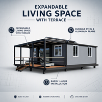 Maison conteneur extensible moderne |   Villa modulaire préfabriquée de luxe avec terrasse |   Bureau et espace de vie à montage rapide 20FT/40FT