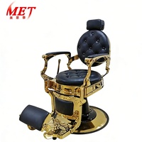 Fauteuil de Barbier Hydraulique de Luxe Rétro Meientai pour Salon de Coiffure, Inclinable, pour Coupe de Cheveux, Toilettage et Massage, en Cuir