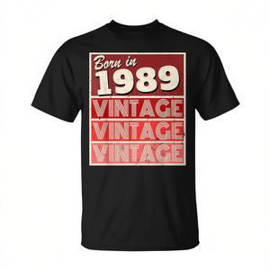 T-shirt d'anniversaire vintage Born In 1989 pour hommes et femmes, idée cadeau unisexe - Product Image 2