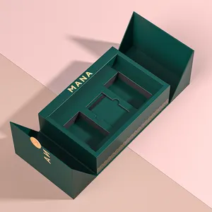 Custom Premium Printing Perfume Bottle With Box Skincare Set Cosmetic Packaging Double-door Magnetic Rigid Paper Gift Box