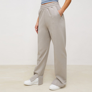 Offres Spéciales personnalisé pantalons longs femmes <span class=keywords><strong>femme</strong></span> <span class=keywords><strong>pantalon</strong></span> à jambes larges décontracté ample taille élastique lourd pantalons de survêtement Joggers - Product Image 3
