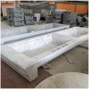 Top per lavabo integrato in marmo bianco di <span class=keywords><strong>Carrara</strong></span> 100% naturale italiano, doppio lavabo, ecologico, resistente al fuoco, superficie lucida - Product Image 6