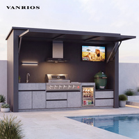 Modules de cuisine extérieure préfabriqués commerciaux en aluminium avec barbecue et abri intégré