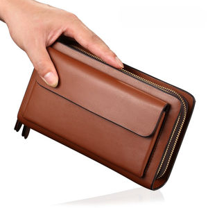Luxe Portemonnee Dubbele Rits Zakelijke Mannelijke Grote Capaciteit Telefoonkaart Hoder Geld Clip Lange Leren Mannen Clutch Tas - Product Image 4