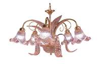 Lustre suspendu en verre de Murano rose, artisanal, élégant et moderne, pour hôtel, maison, salon